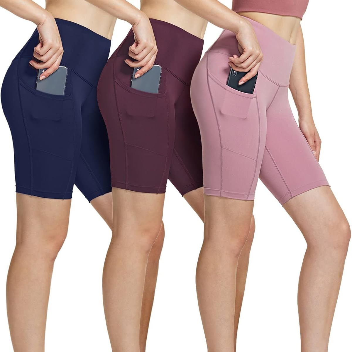 [ATHLIO] Women's Yoga Wear, 3/5 Length Shorts, Sportswear, Loungewear [Lightweight, Sweat Absorbent, Quick Drying] Yoga Pants, Sports Spats, Biker Shorts, Hot Pants YSP