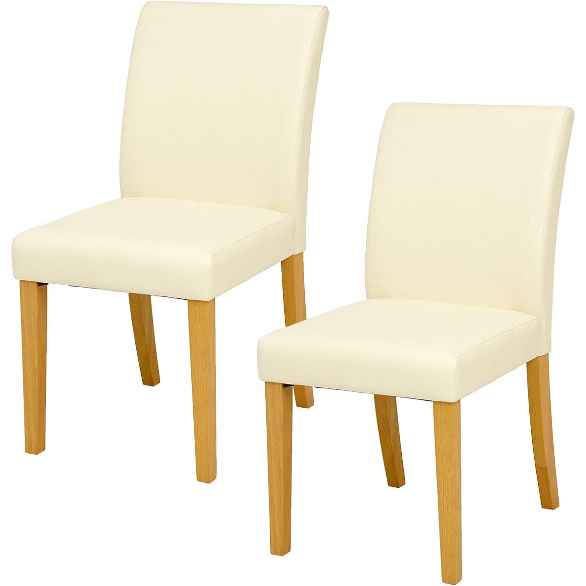 Hagiwara Dining Chair Set of 2 Simple Modern [Water Repellent Fabric] Natural Wood PVC Seat White VC-7302NAPW2S
