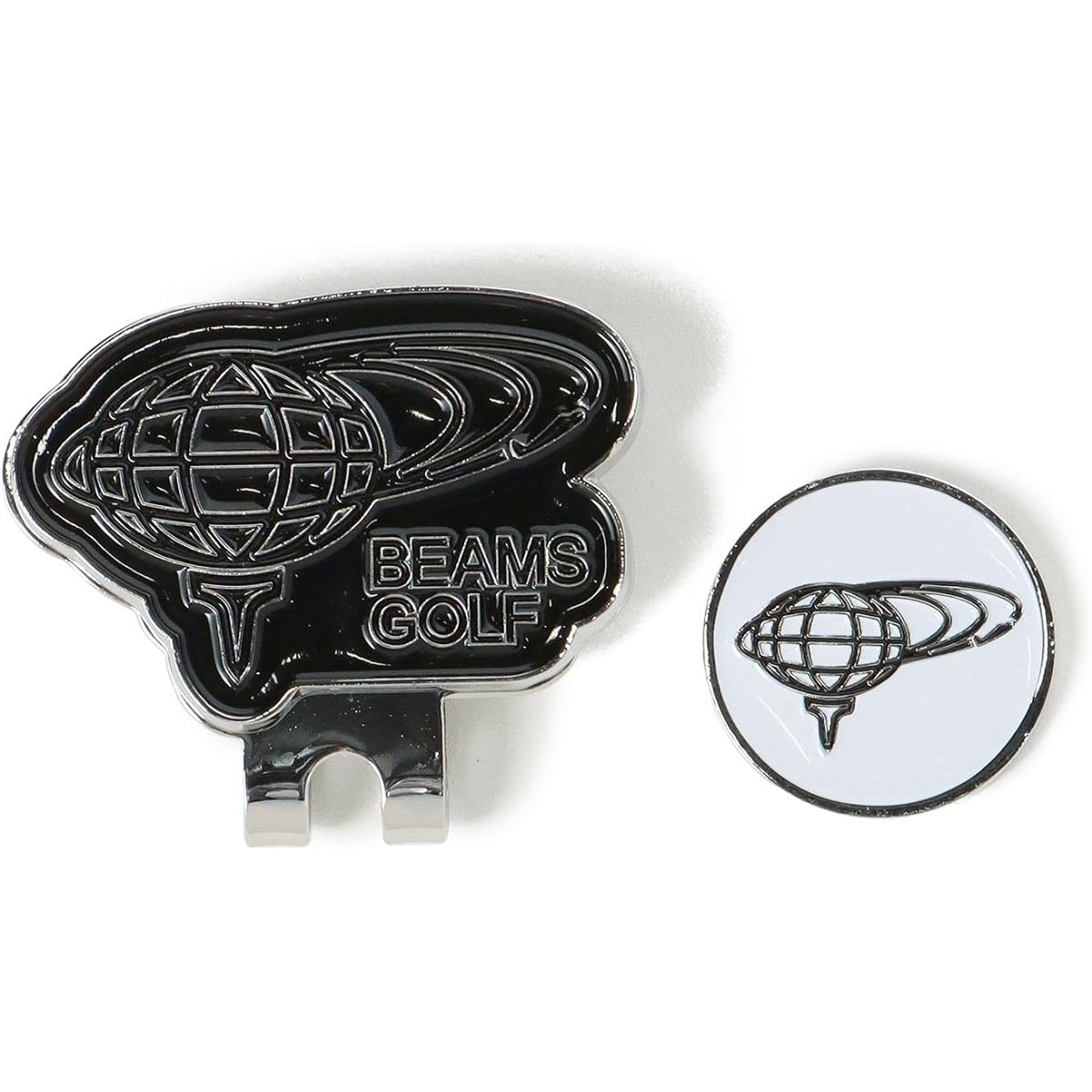 [BEAMS GOLF] Short Sleeve TEE Clip Marker Earth Logo 2 Men's BLACK -