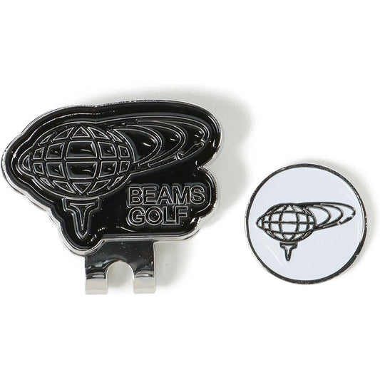 [BEAMS GOLF] Short Sleeve TEE Clip Marker Earth Logo 2 Men's BLACK -