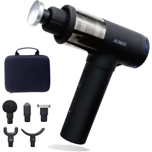 ALINCO Handy Gun Body Shaping Gun Cordless Rechargeable High Power High Speed Vibration 3 Vibration Levels 5 Attachments Storage Bag Included Black MCB031