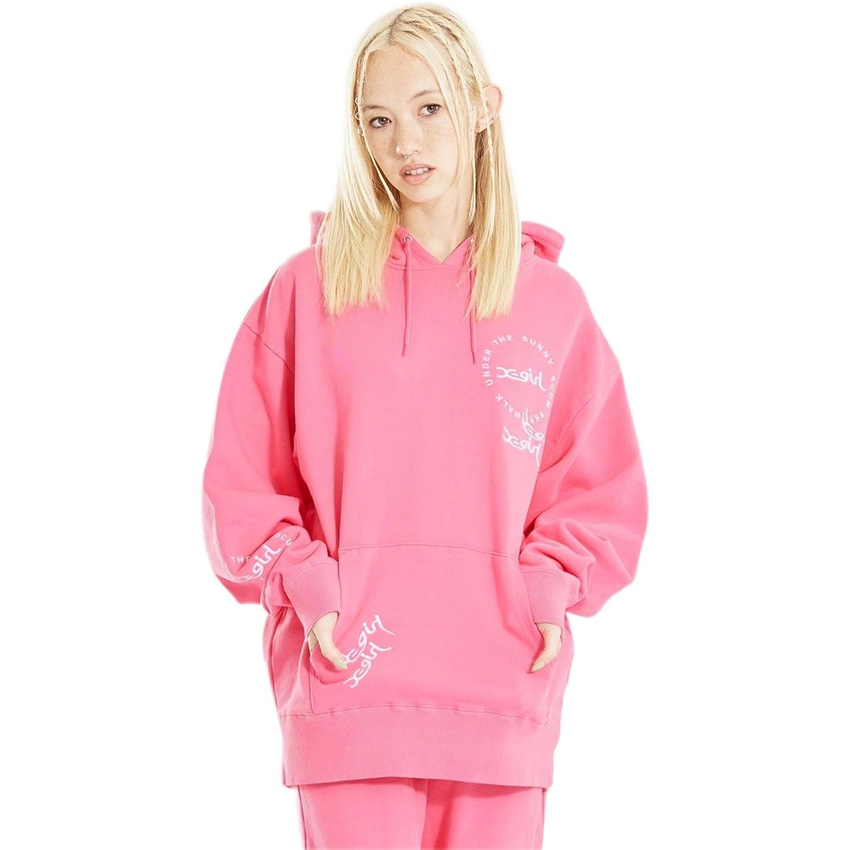 [X Girl] Casual Tops RANDOM EMBROIDERY SWEAT HOODIE Women's