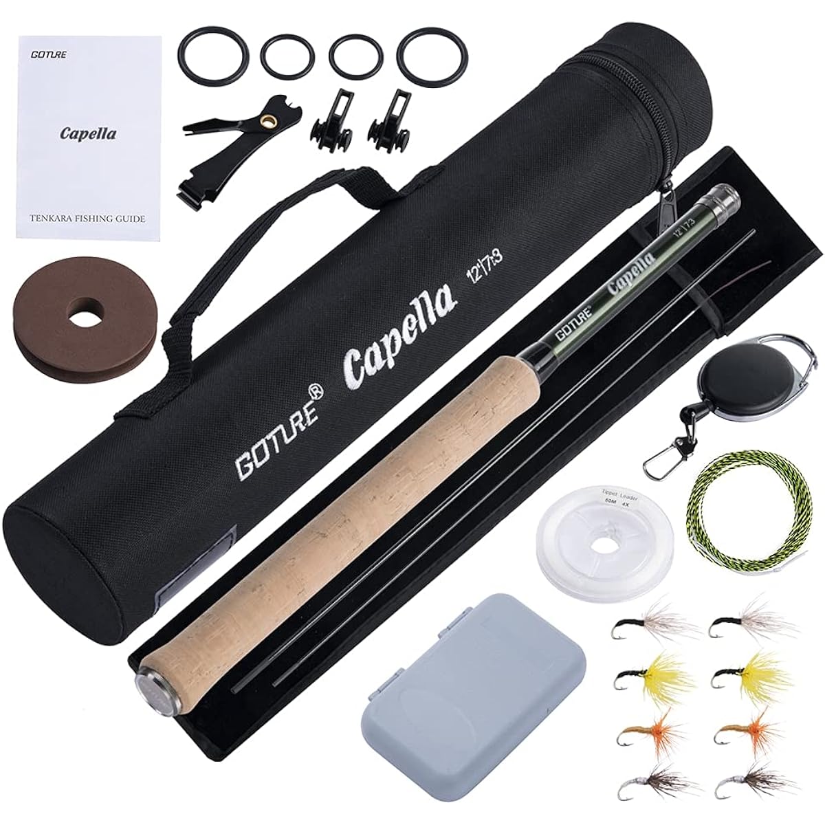 Goture Tenkara Rod Set 2.7m/3.3m/3.6m Mountain Stream Rod Fly Rod Set Lightweight Carbon Fiber Mountain Stream Fishing/River Fishing Trout Yamame Char Rainbow Trout Amago Tenkara Rod