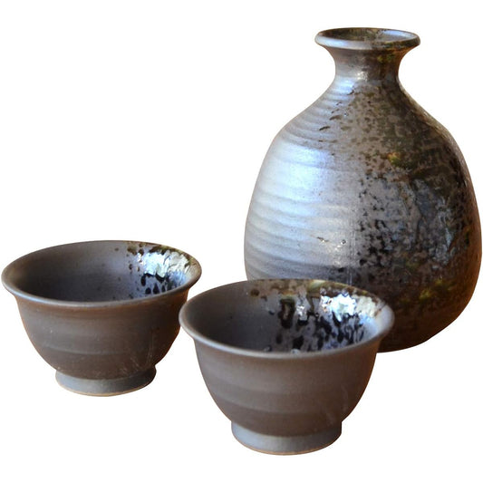 Liquor set, Tokkuri Ochoko set, Arita ware, 1 sake bottle, 2 sake cups set, Enka, ceramic, made in Japan