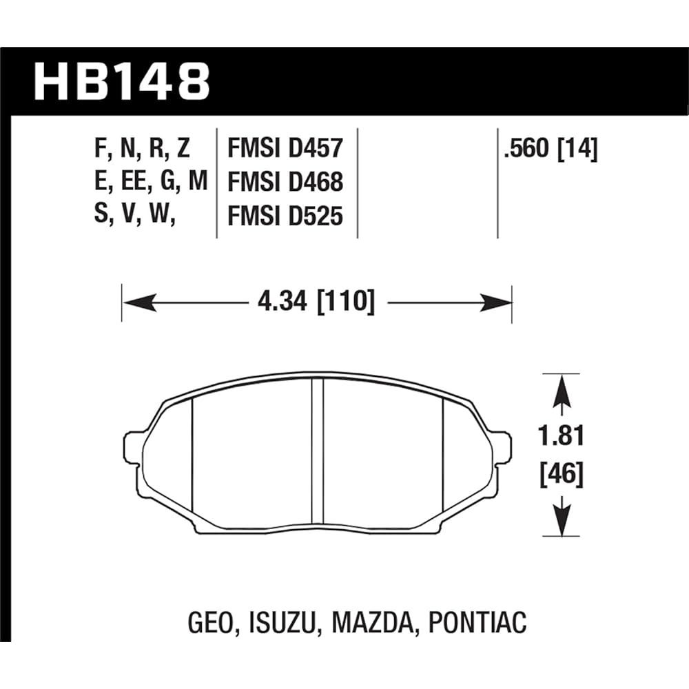Hawk Performance HB148F.560 HPS Performance Ceramic Brake Pad