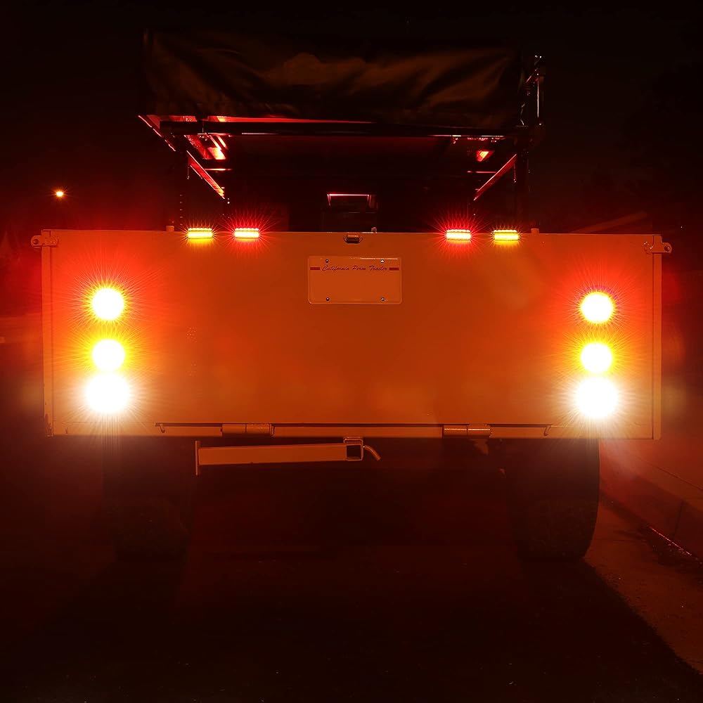 4 inch round red LED Trailer Tail Light [DOT authentication] [Glomet & plug included] [IP67 Waterproof] Turn Stop Brake Trailer Light for LV Track