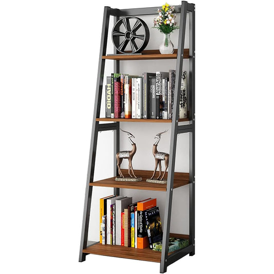 DEWEL Shelf Open Shelf Rack Slim Width 50 x Depth 45 x Height 140cm 4 Tiers Open Rack Stylish Storage Shelf Bookshelf Wooden Display Rack Shelf Free Rack Flower Stand Decorative Shelf Living Storage Assembly Product