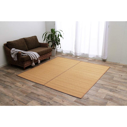 Ikehiko Corporation Bamboo Rug Carpet Mat Yoke Edoma 2 Tatami Approx. 174 x 174 cm Beige Backed Cushion Natural Material Durable Antibacterial Odor Resistant Deodorizing Easy Cleaning #5384920