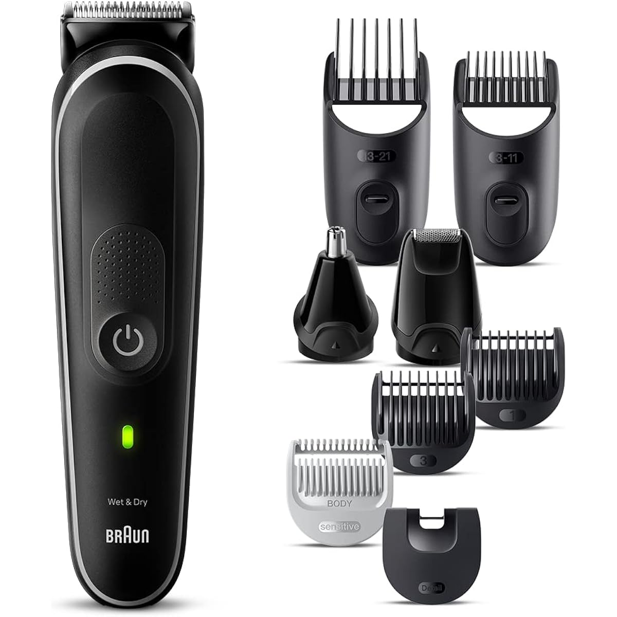 Braun Multi Groomer Series 5 MGK5420 for Men, 9 functions in 1, For beard/hair/ear/nose care, Bauch, Waterproof design, Rechargeable, 100 minutes of operation on a single charge