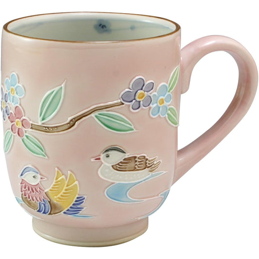 Aito CSK546 Kyoto Kiyomizu Ware Mug Shoho Kiln Interdigital Oshidori (Pink)