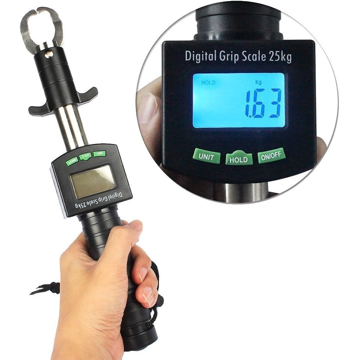 [Orld fishing gear] Fish catcher with weight measurement function, electronic scale/new type of digital display! Long-term warranty included Fish gripper Lightweight and compact Fishing essentials Weighing Fish gripper Fish grip Fishing gripper Black Bla