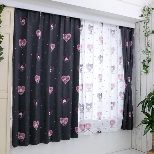 Sanrio Kuromi My Melody Midnight Merokuro 2nd Grade Blackout Heat Shielding Curtain Lace Set of 4 Width 100 x 200cm Length My Melody Fully Washable Character SB-661-S/SB-662-S