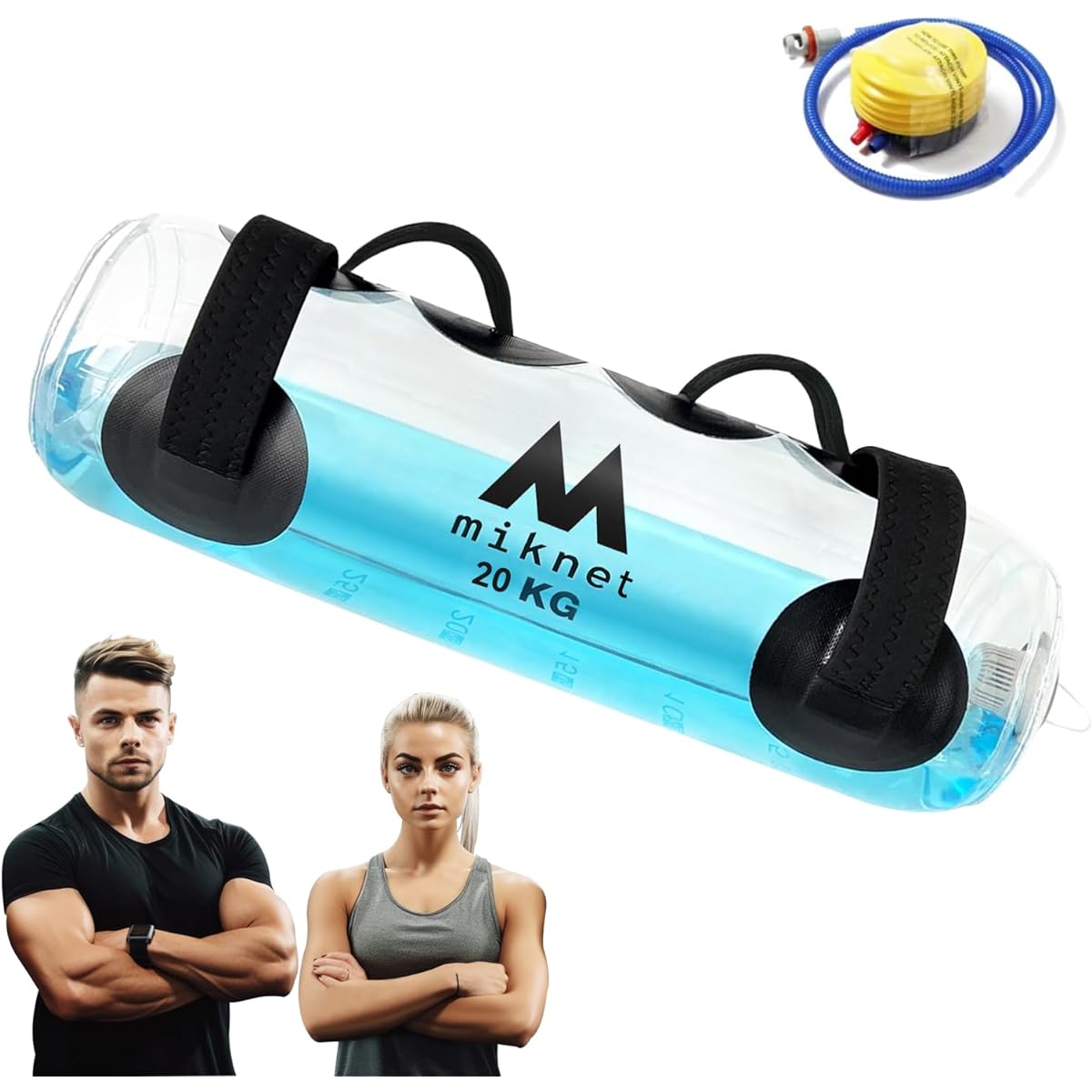 miknet water bag trunk muscle training equipment water muscle training water dumbbells with scale and dedicated pump 20kg 35kg