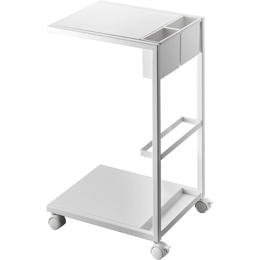 Yamazaki Jitsugyo 7155 Side Table Wagon White Approx. W27.5 x D32 x H55cm Tower with Casters Magazine Rack Accessory Case