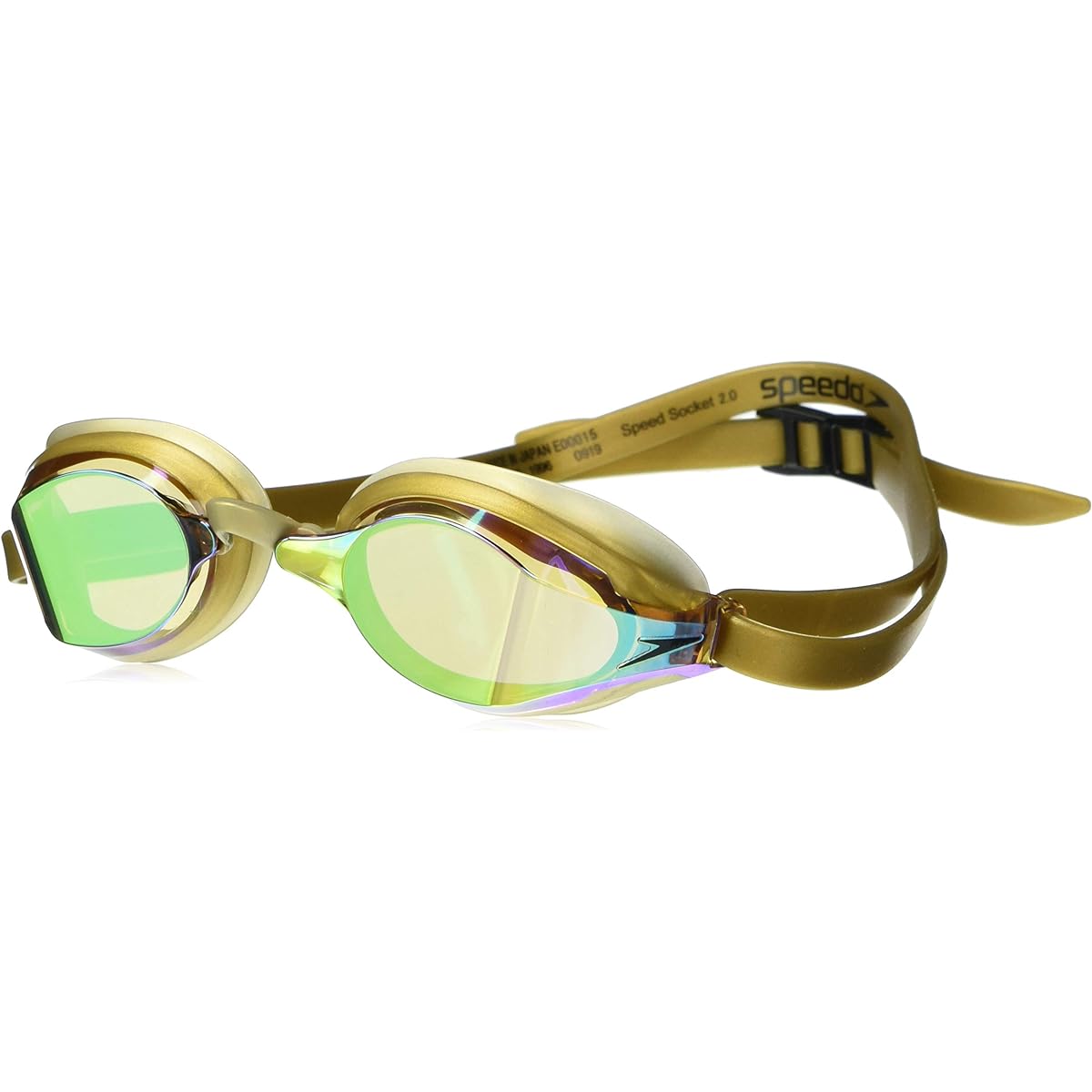 Speed Socket 2.0 Mirrored Swim Goggles, Curved, Anti-Glare, Anti-Fog with UV Protection-Gold-1SZ