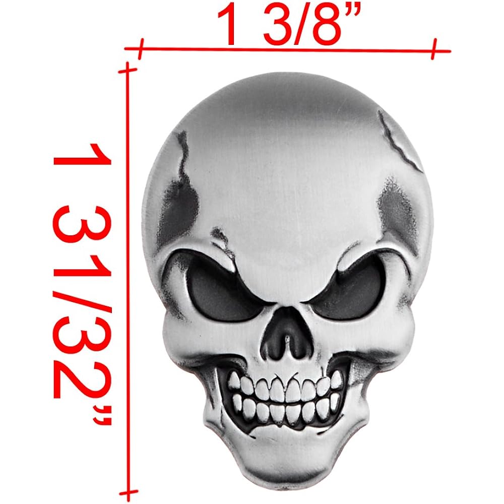 1 X Metal 3D Skull Demon Badge Emblem Sticker Decal Decorative Tank Fender Fairing for Harley Cruiser Bobber CHOPPER Sports Bike