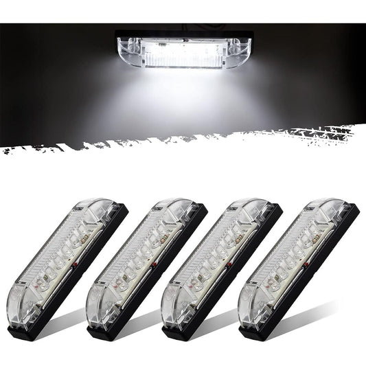 PARTSAM 4 -inch Utirity Trip Light Bar White LED 9 Clear Lens Waterproof 12V Surface mount 4 inch Thin Line Boat Marine Light Side Marker Lump Track Trailer RV Camper Bonnet Lower Dome Light
