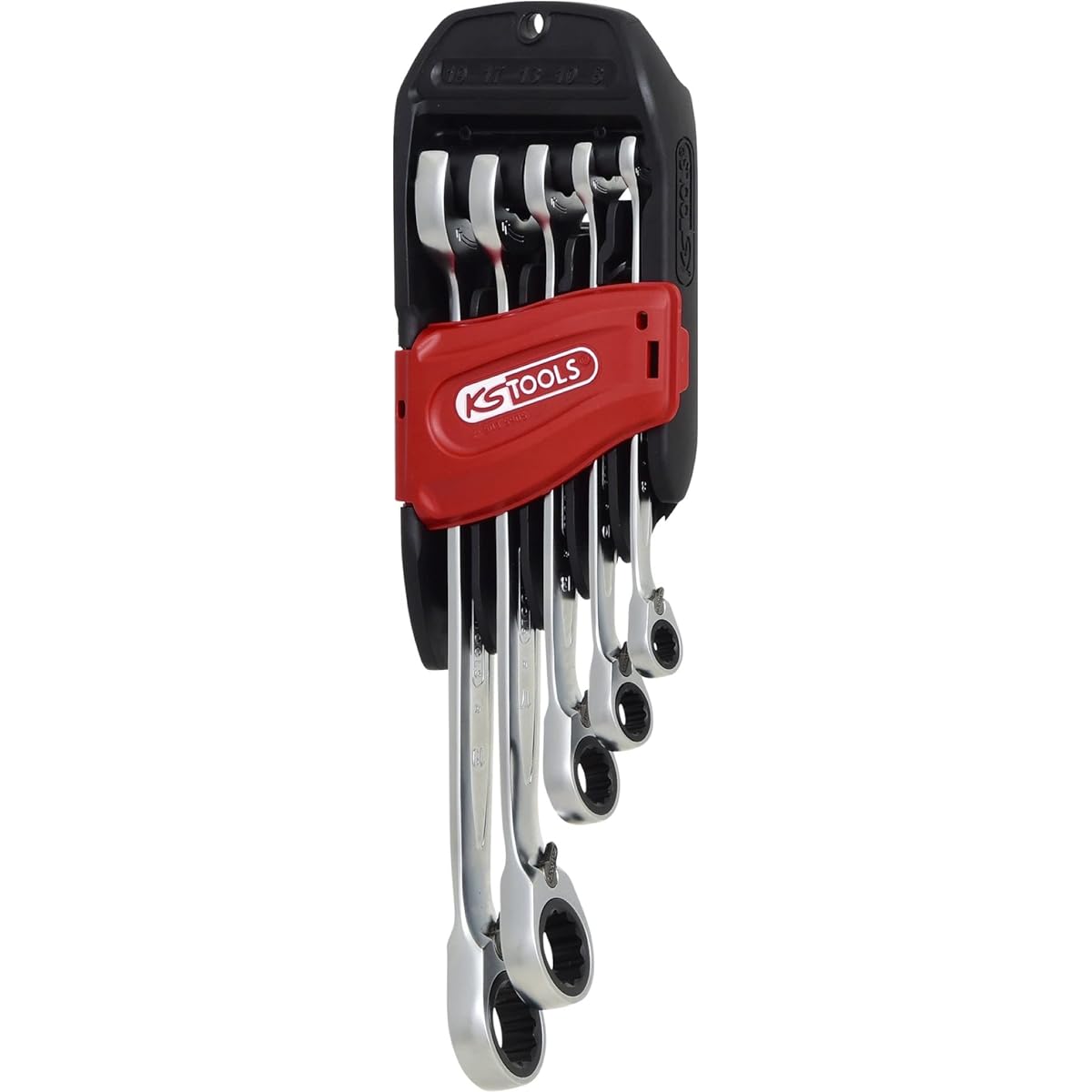 KS TOOLS DUO GEARplus combination spanner set with ratchet mechanism in ring and open jaw reversible 5 pcs 503.5905