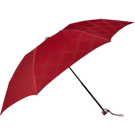 [Lanvin Collection] Folding Umbrella MOONBAT LANVIN COLLECTION Cation Jacquard Plaid Folding Umbrella Umbrella Women's Gift Present 21-083-10755-02-33-55 Red Rib Length: Approx. 55cm