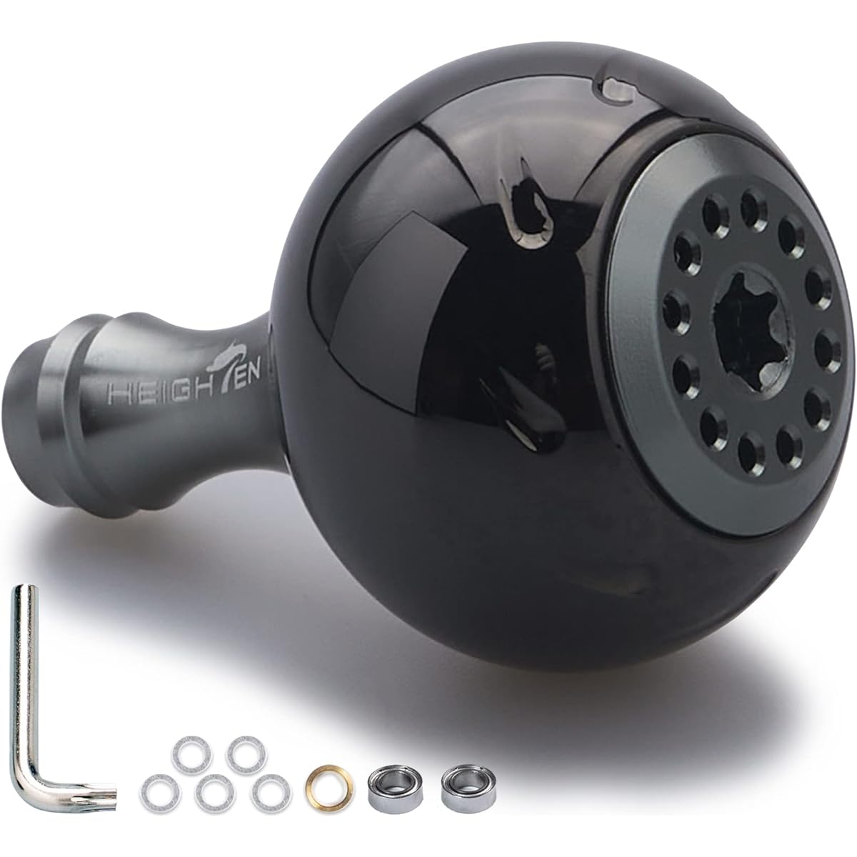 HEIGHTEN 30mm Reel Handle Knob 14.5g For Shimano Daiwa General Use (Shimano Type A) (Daiwa Type S) Aurora Series (Black & Gunmetal) (407)