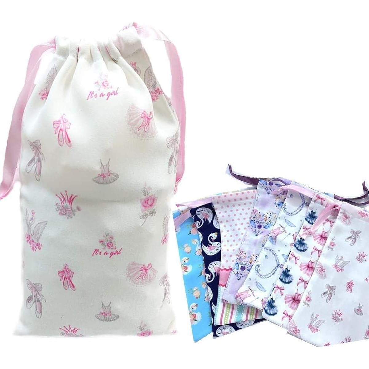 Ballet specialty store Mignon Ballet Drawstring Bag 2 Pattern Set Gift Wrapped [Mihorobe] Ballet Shoe Holder Accessory Holder
