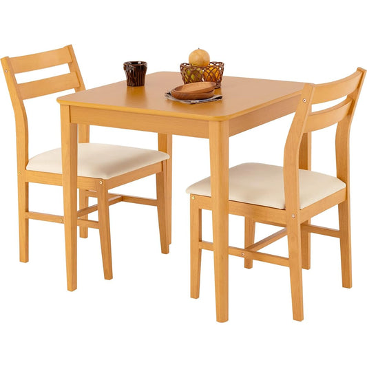Hagiwara Dining Table Set Dining Set for 2 People Simple Chairs 2 Wood Grain Compact Width 70 Depth 70 Height 71.5 Natural VD-7304NA
