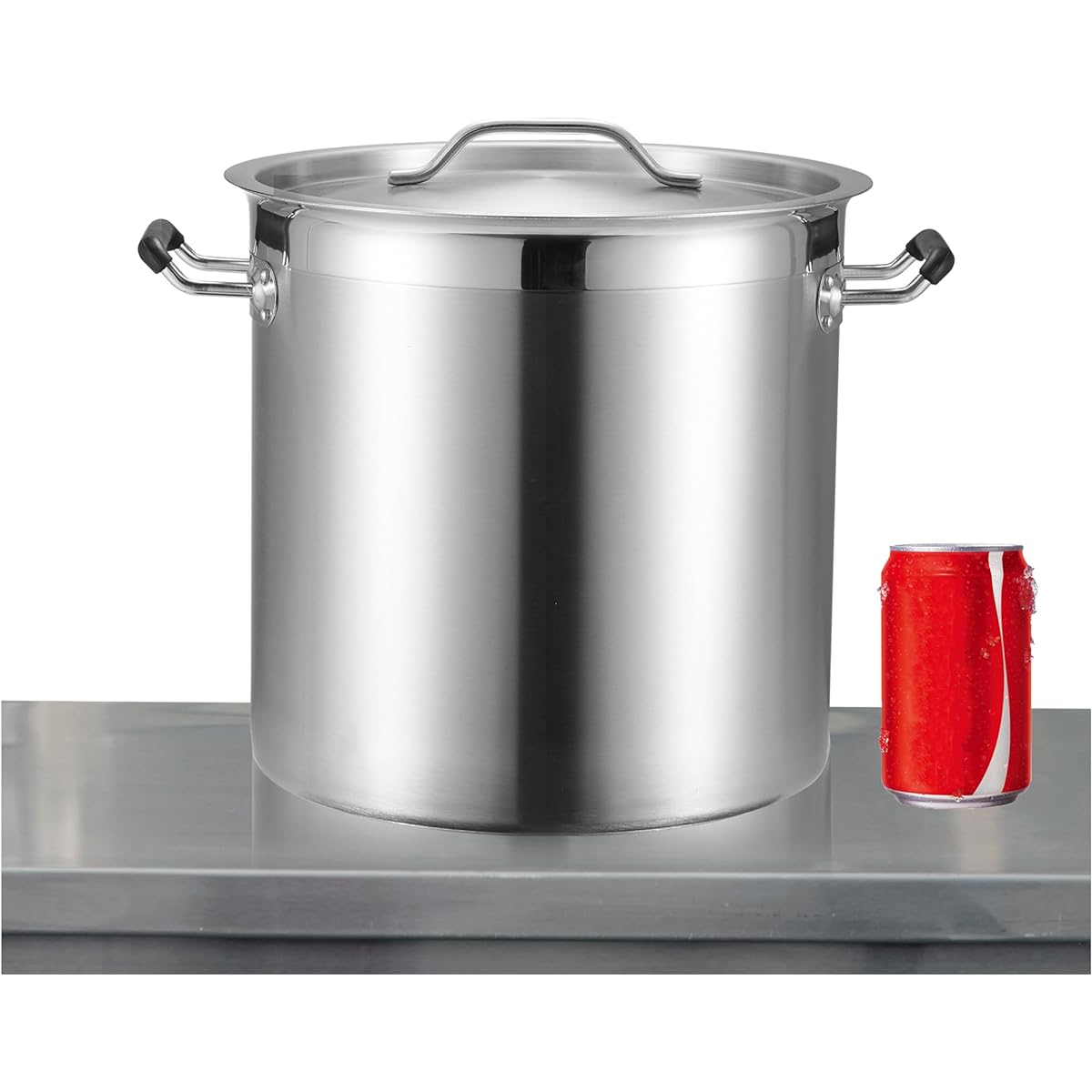 CURTA commercial pot (IH compatible), diameter 30cm, capacity 21L, made of 18-8 stainless steel, with lid, board thickness 0.8mm, bottom thickness 3mm, gas fire, NSF