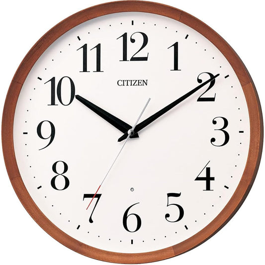RHYTHM Table Clock/Wall Clock Brown Φ32x5.4cm Radio Analog M535 Continuous Second Hand Round Wood Citizen 8MY535-006