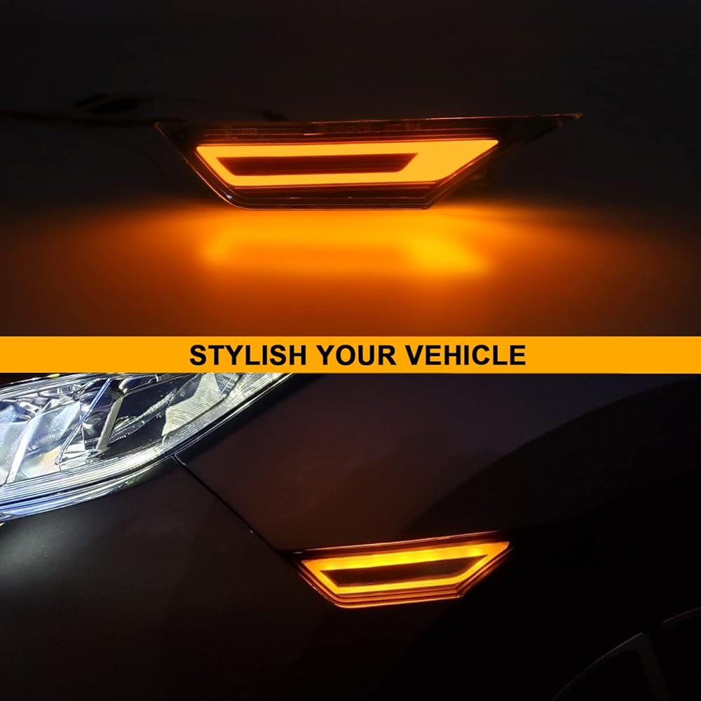 MyNOWAY Front Sacial LED Winker Light replacement Civic Coupe/Hatchback/Sedan 2016-2021 Dynamic Side Marker Fender Driving Lamp Amberside Indicator & White Position Lamp Smoke Lens