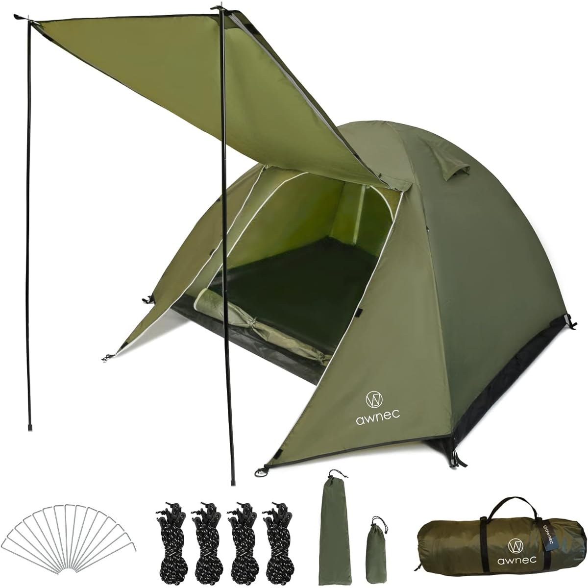awnec Tent for 2-3 People with Front Pole Dome Tent Japanese Brand Solo Tent Water Repellent for 2 People 3 People Lightweight Compact Camping Touring Tent with Mesh Door Waterproof