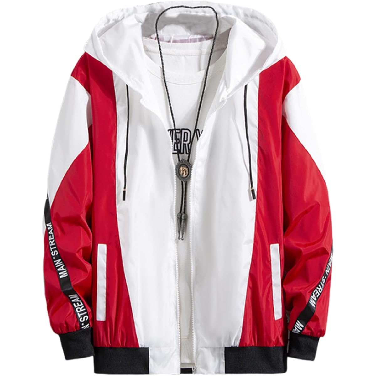 [Doors] Men's Blouson Outerwear Color Scheme Hooded Street Zip Up Outdoor Spring Autumn