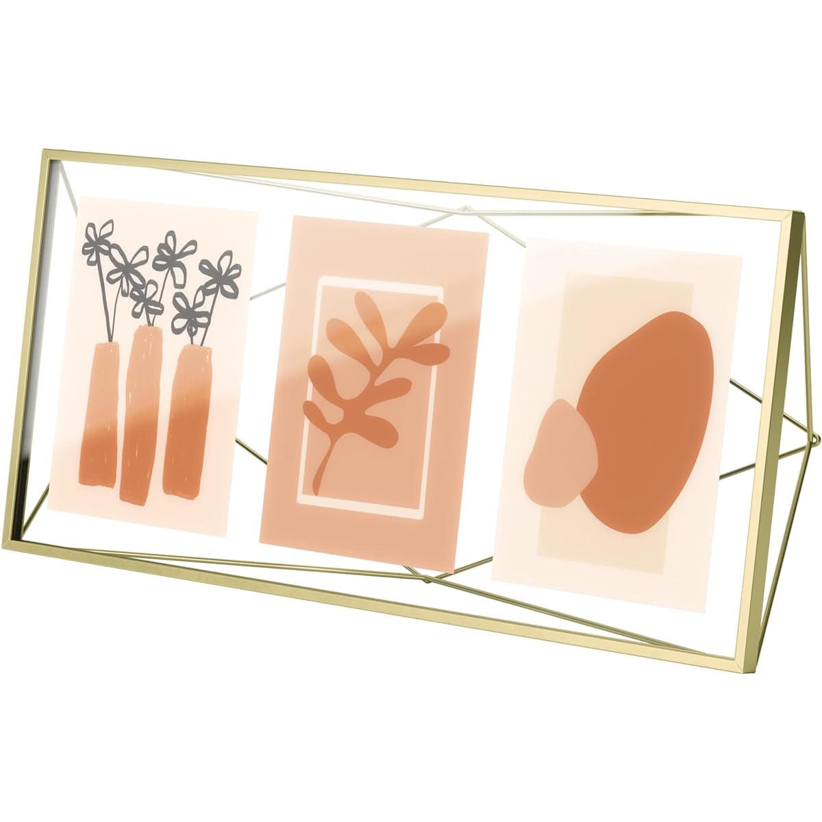 umbra Photo Frame Photo Display Interior Frame Brass Multi 3-sided Photo Picture Frame PRISMA Wall Hanging Tabletop Gift Stylish 2313019221