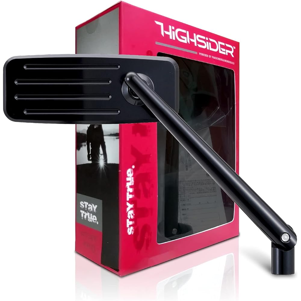 Daytona HIGHSIDER Motorcycle Rod Mirror, 1 piece on each side, 10mm forward/reverse thread compatible, action black 98585