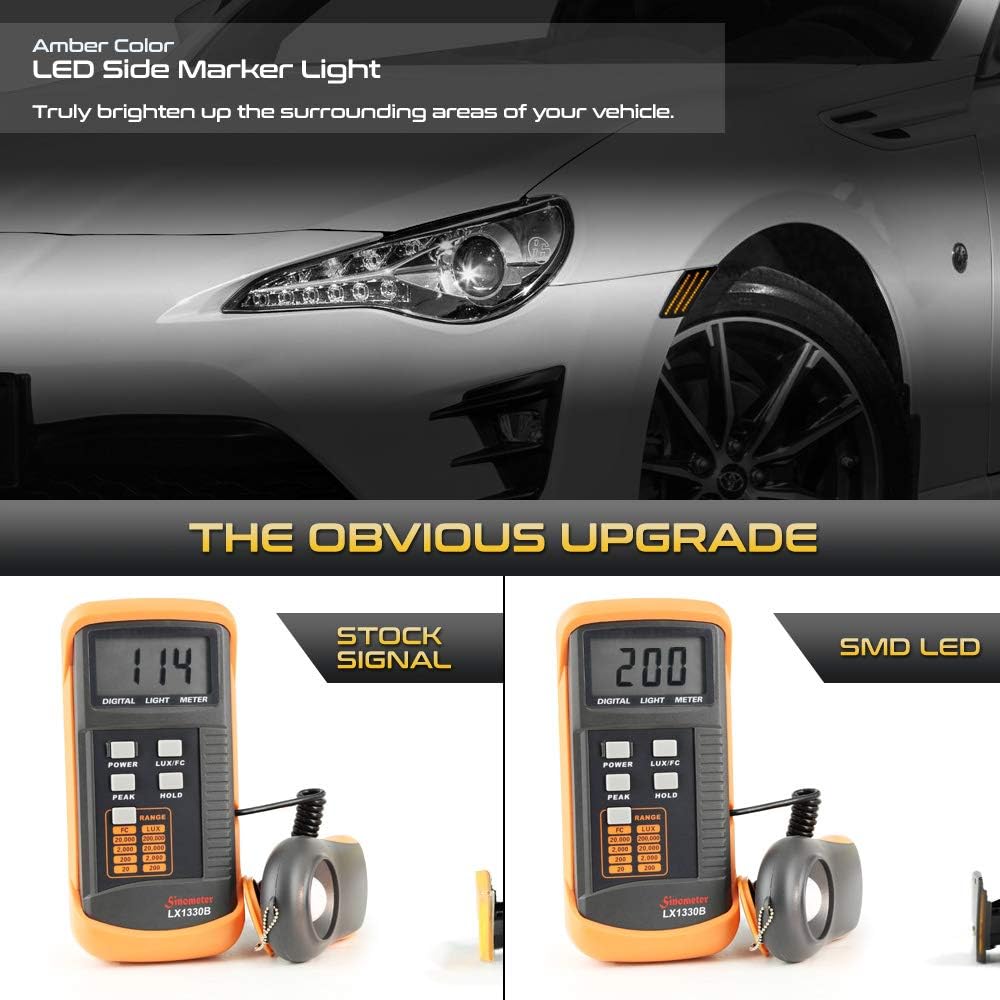 VIPMOTOZ Smoke Lens Full Amber LED Front Side Marker Light Parkin Grand 2013-2020 Scion FR-S Subaru BRZ TOYOTA 86 Driver & passenger seat side