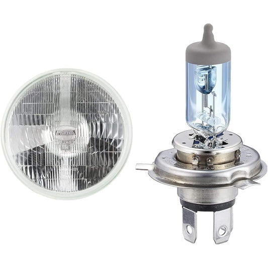 KOITO Halogen Headlamp Unit (Round 2-Light 12V) Replacement Bulb [Part Number] HSSB-16-12HP & V White [3700K] P0746W [Set of 2]