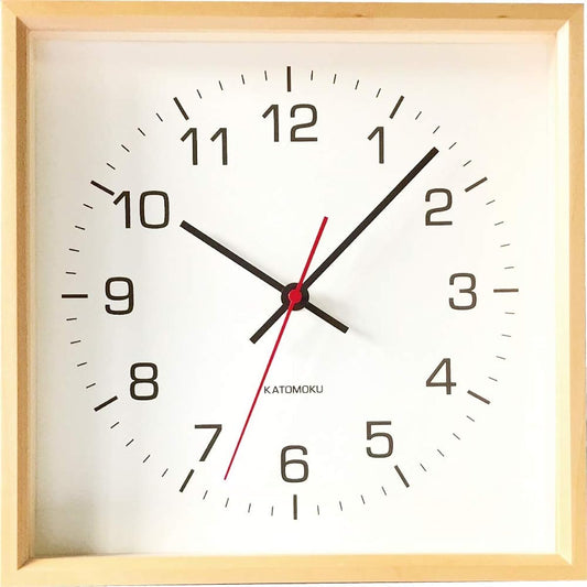 KATOMOKU muku square clock 2 km-65N wood basswood continuous second hand