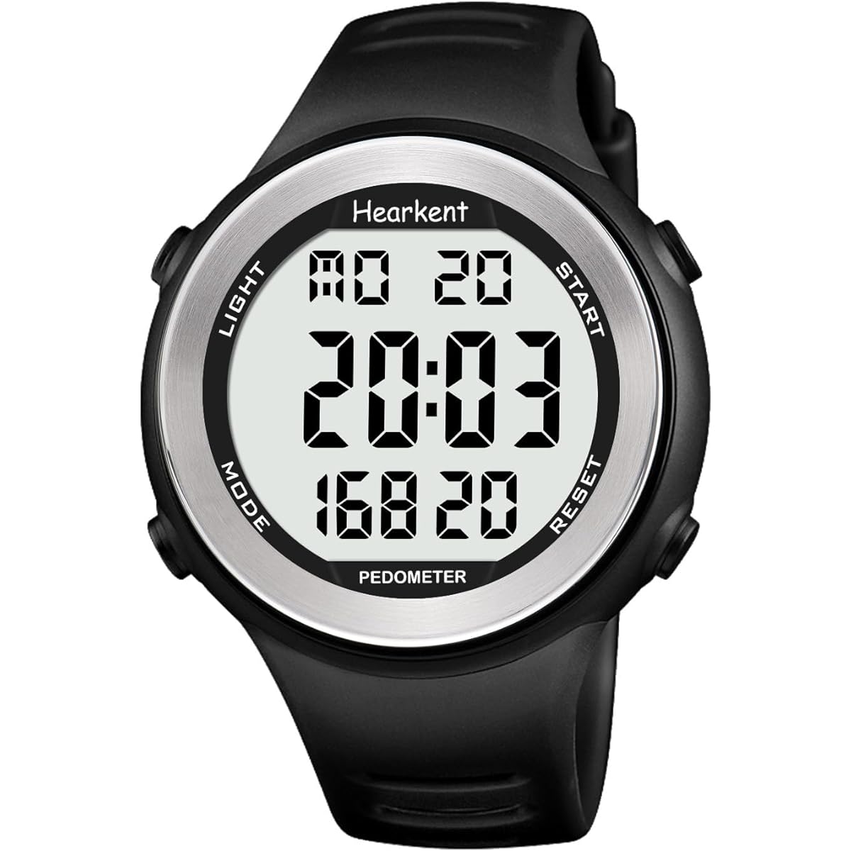 Hearkent Waterproof Pedometer Watch for Seniors Non-Bluetooth No App Required Sports Watch Step Counter with Calories and LCD Large Numbers (Black)