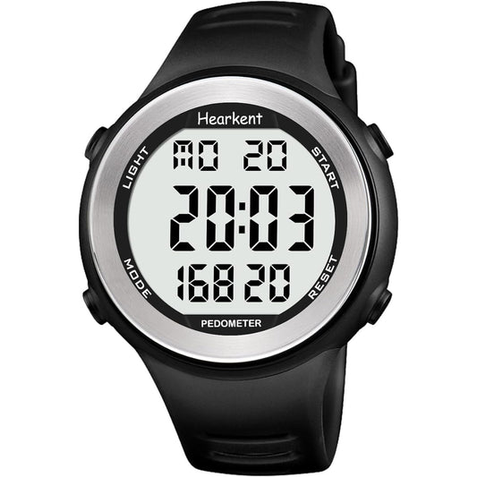 Hearkent Waterproof Pedometer Watch for Seniors Non-Bluetooth No App Required Sports Watch Step Counter with Calories and LCD Large Numbers (Black)