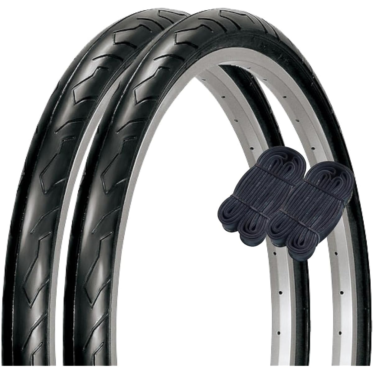 Shinko 26 inch bicycle tire tube set of 2 each, pair roll slick tire 26 x 1.95 black H/E SR064 60090