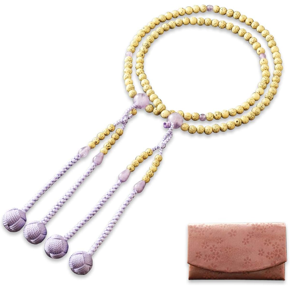 Kyoto Buddhist Altar Hayashi Prayer Beads Shingon Buddhism Shake 0 Star Moon Bodhi Tree with Fujigumo Stone (For Women) Official Ceremony [Bead Bag Set] SW-028 Kyoto Prayer Beads