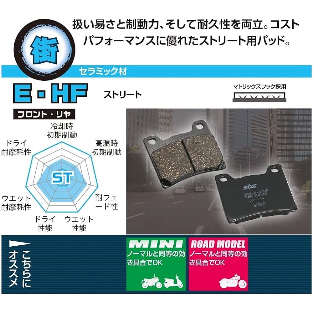 KITACO SBS Brake Pad for Street E233 PCX(JF81), PCX150(KF30) 777-0233000