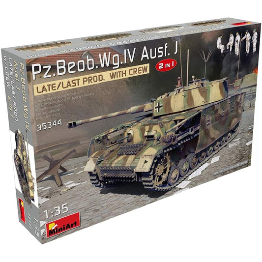 Miniart 1/35 German Army Panzer 4 J Type Pz.Beob.wg. Artillery Observation Vehicle Late/Final Production Type Selection Type with 5 Crew Members Plastic Model MA35344