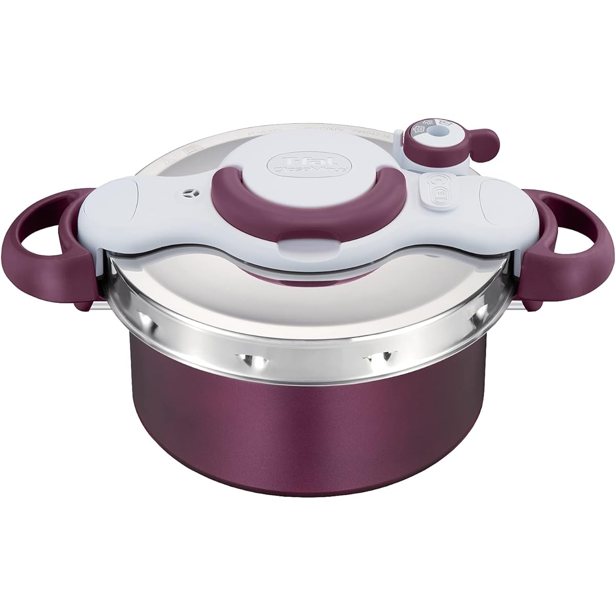 [Online Only] Tefal Pressure Cooker 5.2L For 3~5 People IH Gas Fire Compatible Easy Open/Close 2in1 Pot "Crypso Minit Duo Plum" Fluorine Resin Coating P4705134