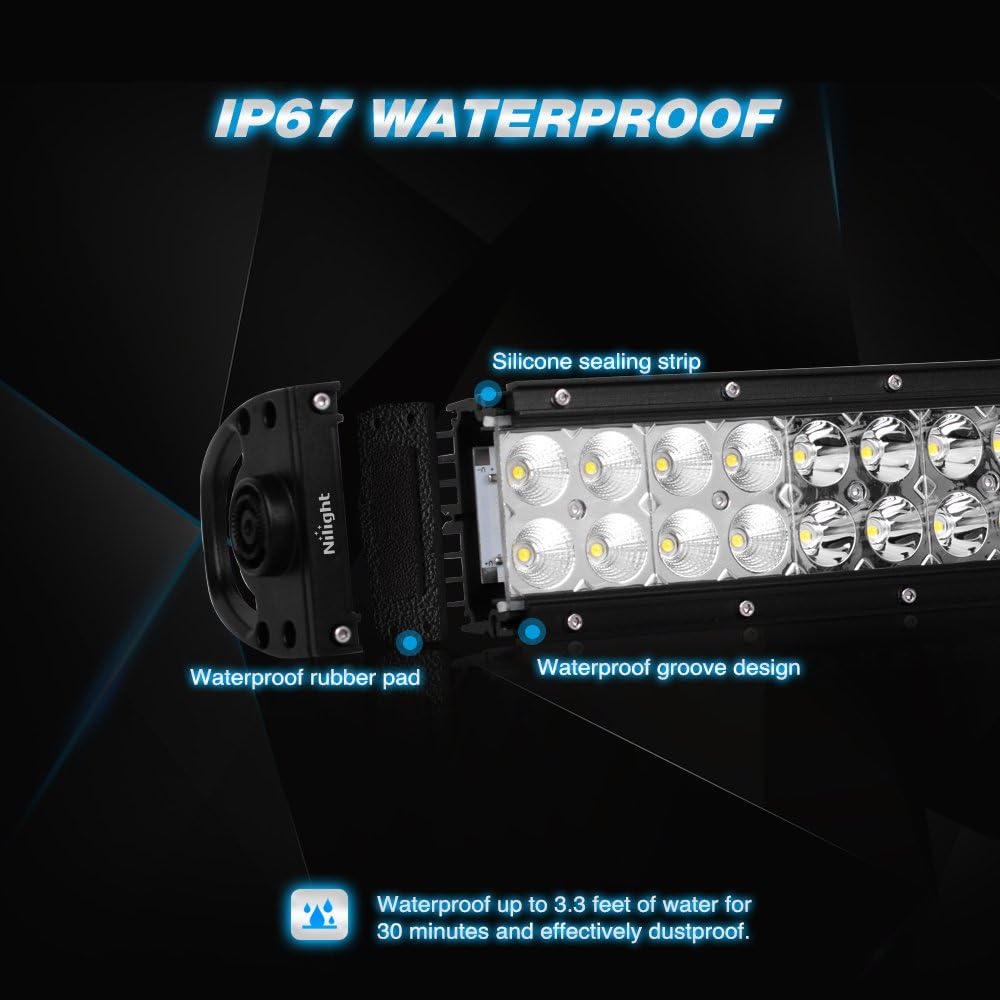 NILIGHT 22 inch 120W LED light bar flood spot combo work light light driving driving fog lamp offlight light SUV UTE ATV track 4x4 for boat