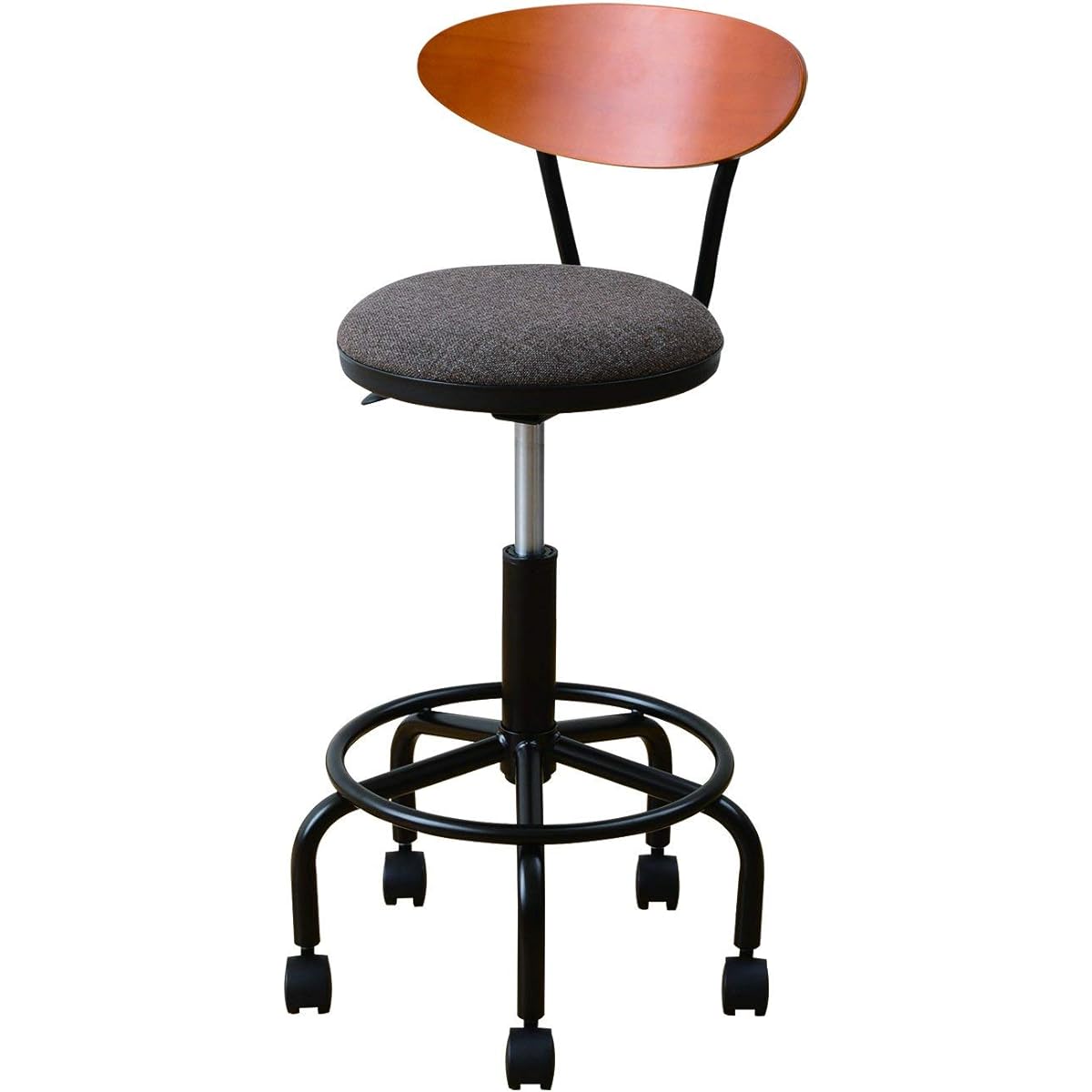 YAMAZEN Small Chair Counter Chair with Casters Brown CB-388F(BR/DBR)