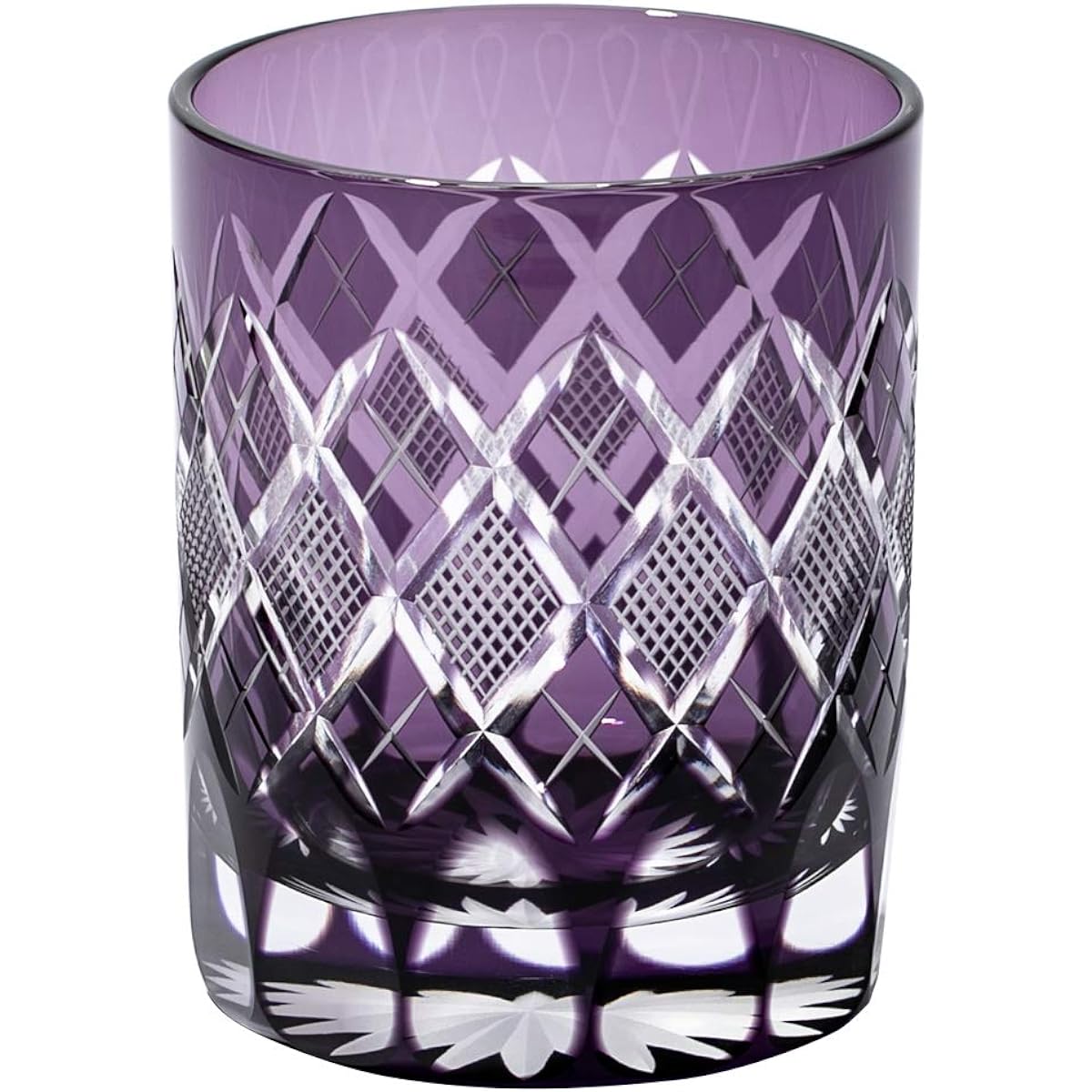 [Taimuro Kobo Official] Edo Kiriko Yarai Fish Crest Old Glass (Edo Purple) TB90415M Wooden Box Made in Japan
