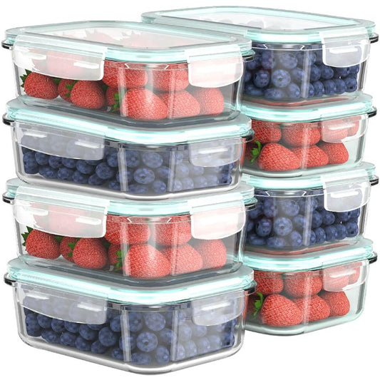 IWANO Heat-resistant Glass Airtight Storage Containers with Lids and Seals for Easy Storage in Refrigerators; Perfect for Storing in Refrigerators; Stacking; No Color Transfer/Odor Transfer; Can Be