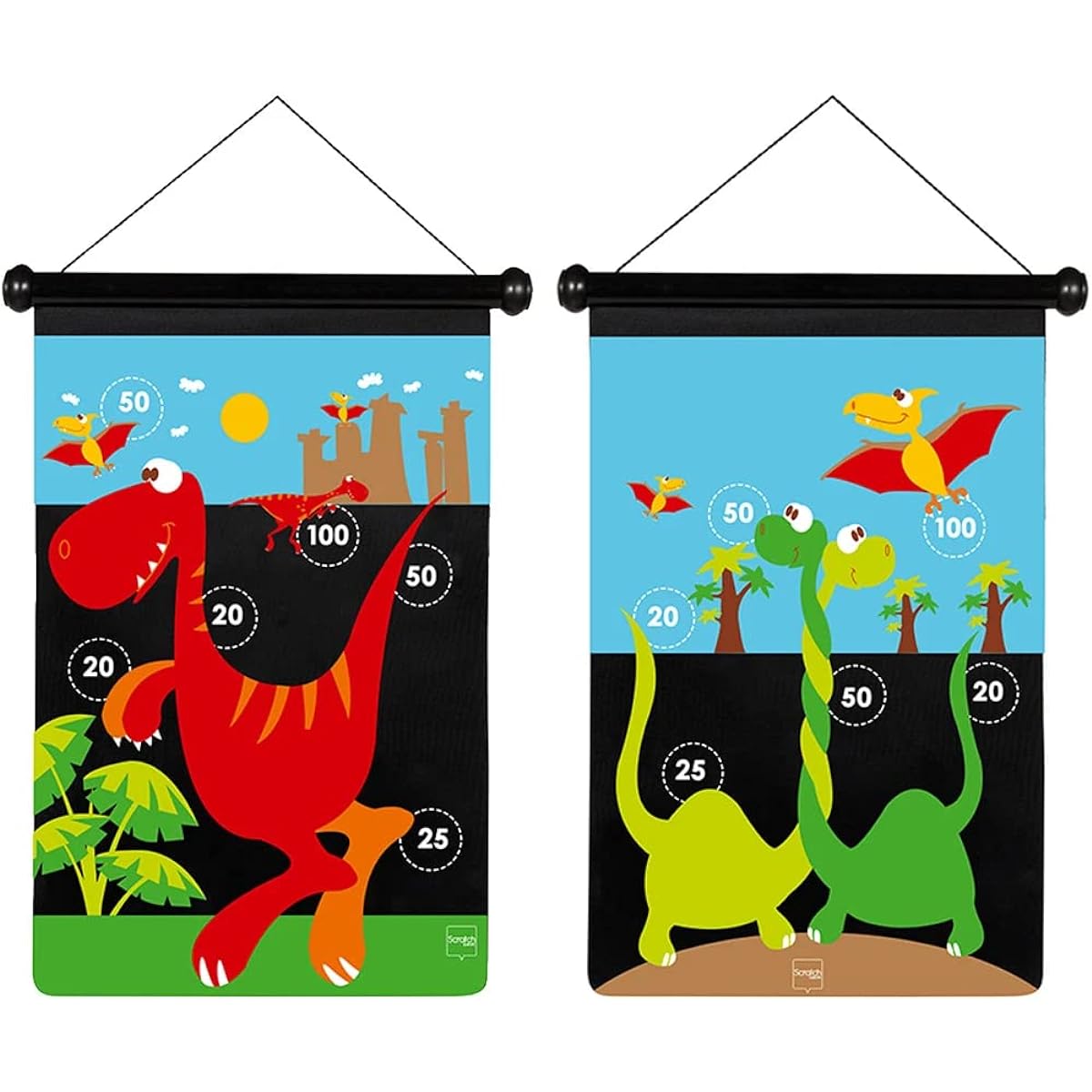 Scratch Magnetic Dart Game Dinosaur Double Sided Soft Dart Board Wall Hanging 6182017 Genuine Product
