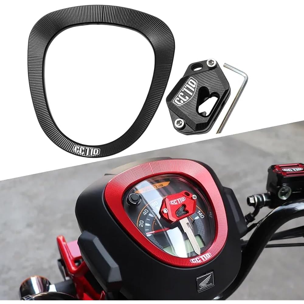 MO Cross Cub CC110 2023 JA45 JA60 cc110 Set of 2 Motorcycle Accessories Key Protective Case Dashboard Instrument Frame Cover Trim Motorcycle Accessories (Black)