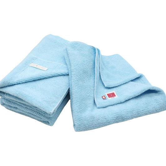 Imabari Towel Brand Certified Hanatsubaki Terry Imabari Towel Twill Domestic Bath Towel 3 Pieces Directly from a Long-established Towel Manufacturer 60 x 120cm Quick Dry Lightweight Thin Highly Absorbent Ice Blue